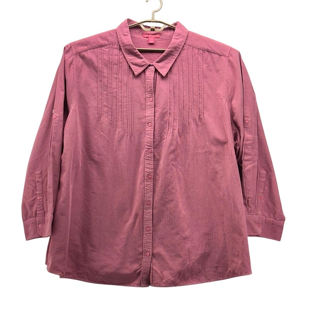 Woman Within‎ Corduroy Button Up Blouse Pink 4X